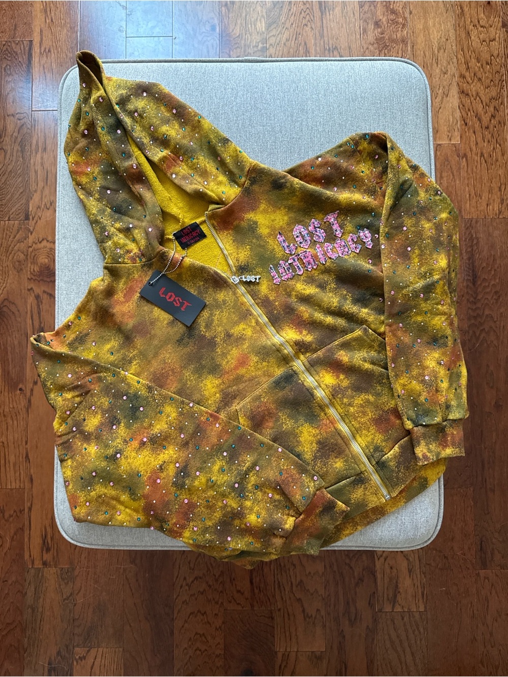 Lost Intricacy Olive Camo Rhinestone Zip Up Hoodie XL NWT